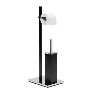 Relaxdays WC-SÚPRAVA Čierna matná WC kefa držiak papiera 73 cm vyobraziť