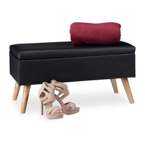 Relaxdays LAVICA Čierna s úložným priestorom umelá koža 80 cm vyobraziť