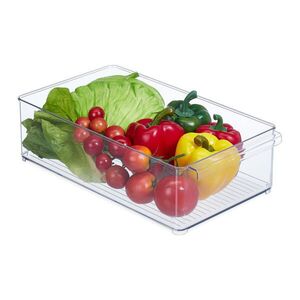 Relaxdays ORGANIZÉR Transparentný do chladničky PE plast s rukoväťou vyobraziť