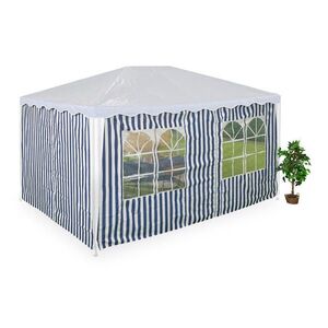 Relaxdays BOČNÉ-STENY Modrá Biela pruhované 2-dielny-set nepremokavé pre 3x4 m vyobraziť
