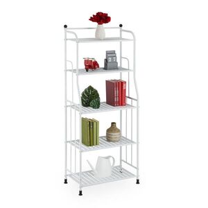 Relaxdays REGÁL Biely kov 5 políc 133 cm vyobraziť