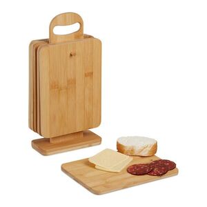 Relaxdays DOSKA Prírodná 6-dielny-Set bambus so stojanom 22x16 cm vyobraziť