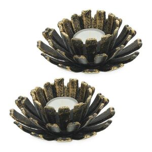 Relaxdays SVETNÍK Bronzný 2-dielny-Set kvet liatina 6x13, 5 cm vyobraziť