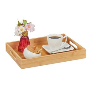 Relaxdays PODNOS Prírodný bambus s úchytmi 34, 5 cm vyobraziť