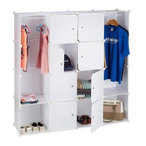 Relaxdays ŠATNÍK Biela modulárny systém 12 priehradiek 145, 5 cm vyobraziť