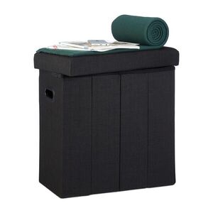 Relaxdays TABURET Čierna skladací s úložným priestorom 49, 5 cm vyobraziť