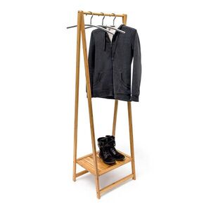 Relaxdays VEŠIAK Prírodný bambus s policou na topánky 158, 5 cm vyobraziť