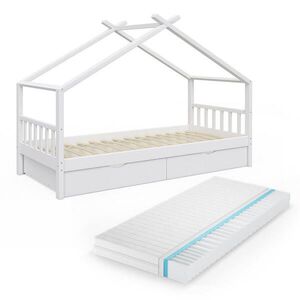 VitaliSpa DOMÁCA POSTEĽ Design biely 90x200 cm s 2 zásuvkami a matracom vyobraziť