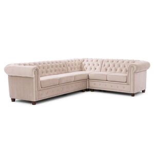 S-Style ROHOVÁ SEDAČKA Chesterfield Cleo Blink béžová, zamat s kryštálovým - otoman vpravo vyobraziť