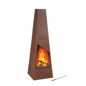 Relaxdays KRB Hnedý cortenová oceľ 149 cm s popolníkom vyobraziť