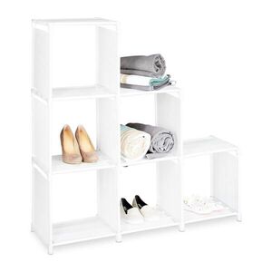Relaxdays REGÁL Biely stupňovitý 6 priehradiek zasúvací systém 109 cm vyobraziť