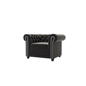 S-Style CHESTERFIELD KRESLO Nyx z čierneho zamatu vyobraziť