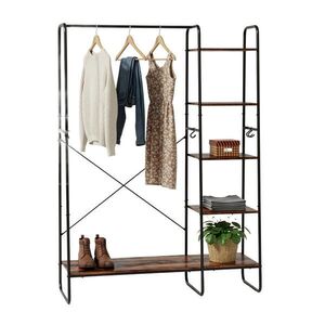Relaxdays VEŠIAK Čierny s botníkom kov 160 cm vyobraziť
