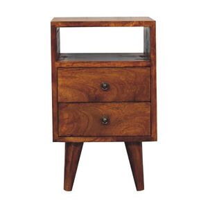 Artisan Furniture MINI klasický nočný stolík Chestnut, 2 zásuvky a otvorená priehradka, tmavohnedý vyobraziť