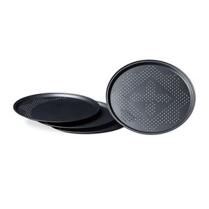 Relaxdays PIZZAPLECH Čierny 4-dielny-set perforovaný nepriľnavý 32 cm vyobraziť