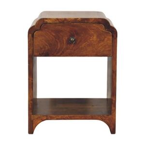 Artisan Furniture NOČNÝ stolík Newton Mini z masívneho dreva v gaštanovohnedej farbe, 1 zásuvka a 1 otvorená priehradka vyobraziť