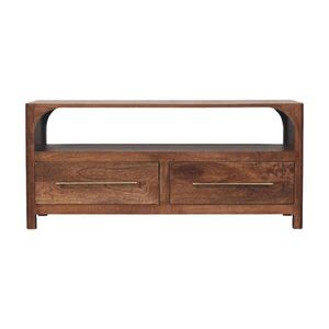 Artisan Furniture MEDIÁLNA konzola s povrchovou úpravou Roasted Almond, 2 zásuvky, 1 otvorená polica, jemne hnedá vyobraziť