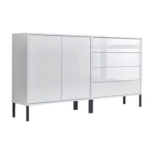 MID.YOU ŠIROKÁ KOMODA, biela, biela s vysokým leskom, 158/86/33 cm vyobraziť