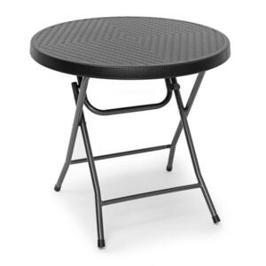 Relaxdays STÔL Čierny záhradný skladací okrúhly plast ratanový vzhľad 80 cm vyobraziť