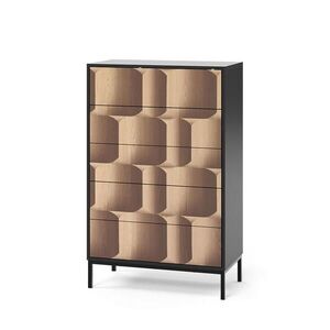 Vicco KOMODA Eliza Čierna/dubová 76 x 120 cm s 5 zásuvkami vyobraziť