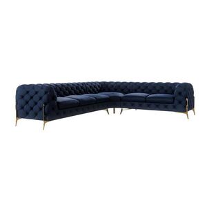 S-Style CHESTERFIELD ROHOVÁ SEDAČKA Lexi v námorníckej modrej farbe so zlatými noham - otoman vpravo vyobraziť