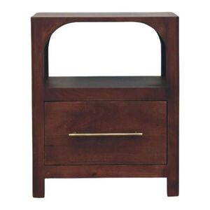 Artisan Furniture NOČNÝ stolík s povrchovou úpravou Wine-Wood-Oak, 1 zásuvka, 1 otvorená polica, tmavohnedý vyobraziť
