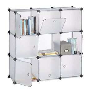 Relaxdays REGÁL transparentný 9 priehradiek s dvierkami 95, 5 cm vyobraziť