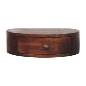 Artisan Furniture ZAOBLENÝ nástenný nočný stolík Honey Caramel, 1 zásuvka, tmavohnedý vyobraziť