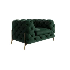 S-Style CHESTERFIELD KRESLO Lexi vo farbe fľaškovo zelená so zlatými nohami vyobraziť