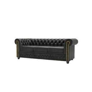 S-Style CHESTERFIELD TROJMIESTNA POHOVKA s funkciou spania Flux v antracitovej farbe z mikrovlákna vo vintage vzhľade vyobraziť