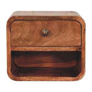 Artisan Furniture NOČNÝ STOLÍK Mini medovo-karamelový, montovaný na stenu, 1 zásuvka a otvorený priestor, tmavohnedá vyobraziť