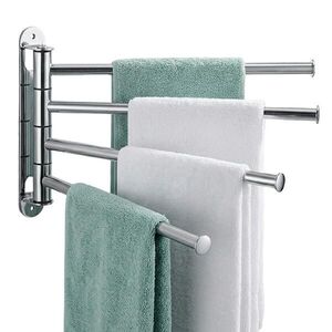 Relaxdays DRŽIAK NA UTERÁKY Strieborný nerez na stenu 4 tyče vyobraziť