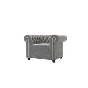 S-Style CHESTERFIELD KRESLO Nyx zo sivého zamatu vyobraziť