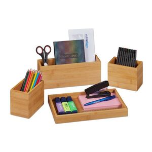 Relaxdays ORGANIZÉR Prírodná bambus 4-dielny-set vyobraziť