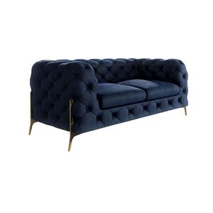 S-Style CHESTERFIELD DVOJMIESTNA POHOVKA Lexi v námorníckej modrej farbe so zlatými nohami vyobraziť