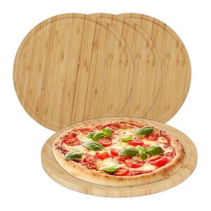 Relaxdays PIZZA TANIERE Prírodné 4-dielna sada bambus 32 cm vyobraziť