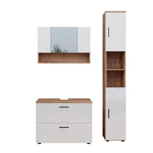 Vicco ZOSTAVA KÚPEĽŇOVÉHO NÁBYTKU Irma, Biely vysoký lesk/Dub Goldkraft, 3-dielna vyobraziť