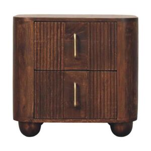 Artisan Furniture DRÁŽKOVANÝ nočný stolík Marlowe, 2 zásuvky, tmavohnedý vyobraziť