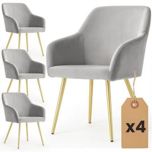 RAUMHIRSCH FURNITURE ČALÚNENÉ STOLIČKY, sada 4 ks, kovové nohy, šedá, zlatá 54, 5/83/58 vyobraziť