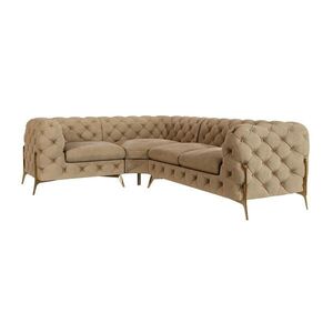 S-Style CHESTERFIELD ROHOVÁ SEDAČKA Lexi v béžovej farbe so zlatými nohami - otoman vľavo vyobraziť