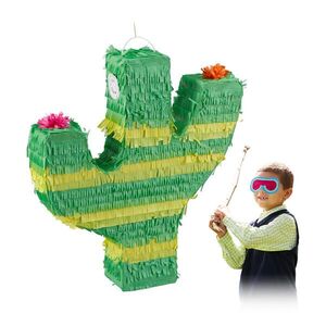 Relaxdays PIÑATA Zelená Žltá Kaktus Papier 45x40x9 cm vyobraziť