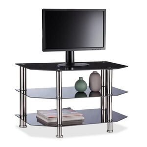 Relaxdays TV-STOLÍK Čierny tvrdené sklo 3 úrovne 80x45 cm vyobraziť