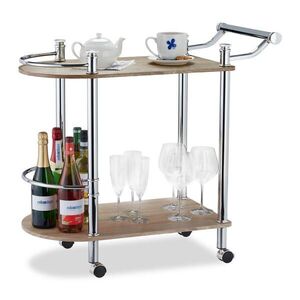 Relaxdays SERVÍROVACÍ VOZÍK Hnedý dub Sonoma 2 poschodia na kolieskach 76x82x39 cm vyobraziť