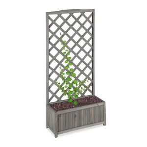 Relaxdays TRUHLÍK Sivý jedľové drevo s mriežkou 150 cm vyobraziť