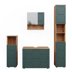 Vicco SÚPRAVA KÚPEĽŇOVÉHO NÁBYTKU Irma, zelená/Dub Goldkraft, 4-dielna vyobraziť