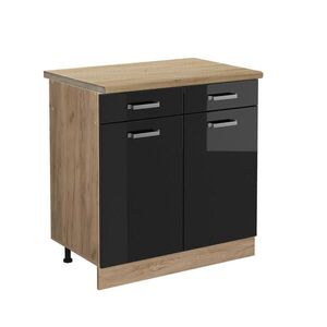 Vicco KUCHYNSKÁ SPODNÁ SKRINKA R-Line Čierny vysoký lesk 80 cm , AP Oak vyobraziť