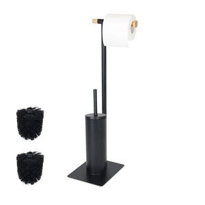 Relaxdays WC-SÚPRAVA Čierna prírodná 2 náhradné hlavice vyobraziť
