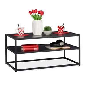 Relaxdays STOLÍK Čierny s policou MDF kov 90x50 cm vyobraziť