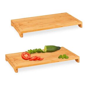 Relaxdays DOSKA prírodná bambus 2-dielna-sada drážka na šťavu protišmyková 52x29 cm vyobraziť