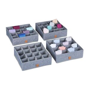 Relaxdays ORGANIZÉR Sivý 4-dielny-set 16 priehradiek 29x29x9 cm vyobraziť